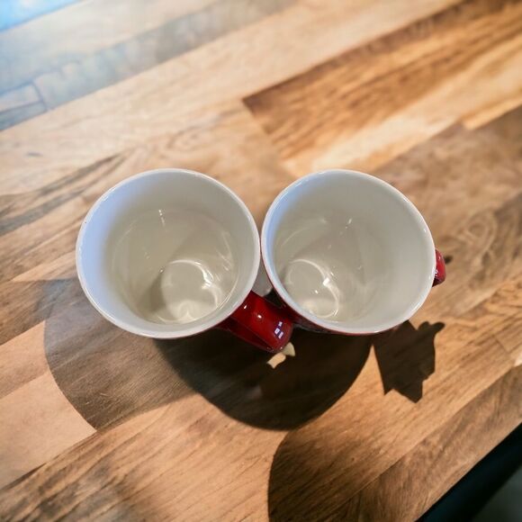 STARBUCKS Red Porcelain Holiday Mug Christmas Fa la la 10oz EUC 2020 set of 2 - Picture 4 of 9